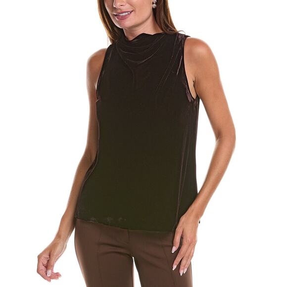 MSRP $325 | NWT Theory High Cowl Top Chocolate Brown Velvet Size M SAME DAY SHIP - Picture 1 of 6